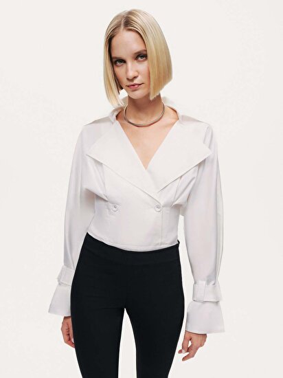 Kruvaze Katlı Yakalı Body