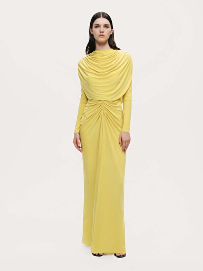 Bolero Detaylı Drapeli Maxi Elbise