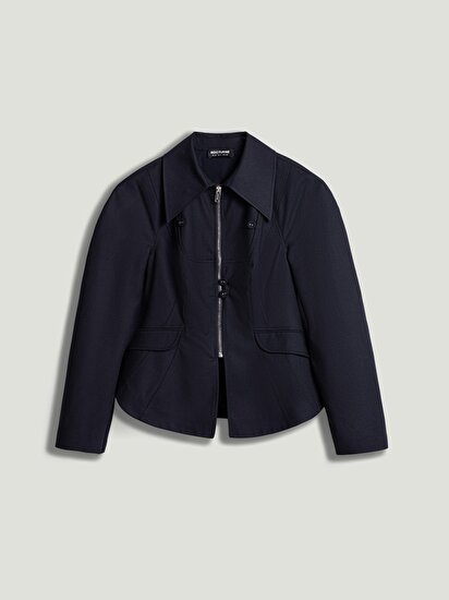 Fermuar ve Düğme Detaylı Ceket