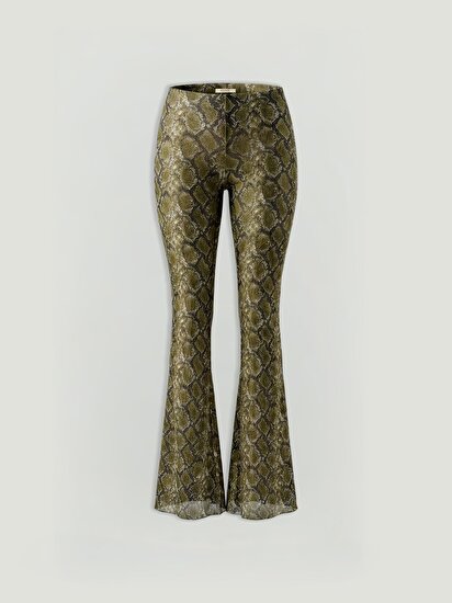 Yılan Desenli Flare Pantolon