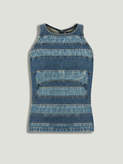 Halter Yaka Denim Bluz