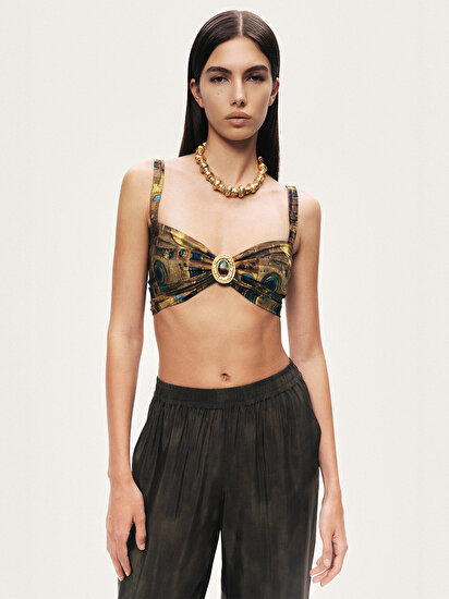 Aksesuar Detaylı Desenli Büstiyer