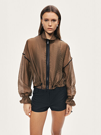 Biye Detaylı Transparan Ceket