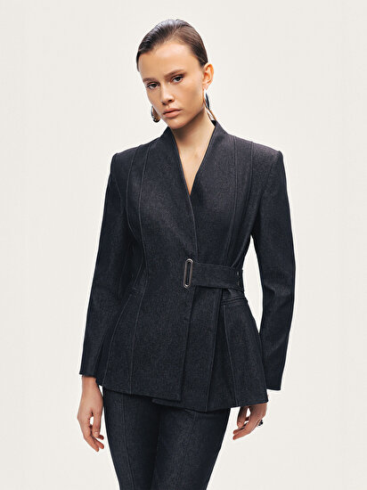 Vatkalı Kruvaze Denim Ceket