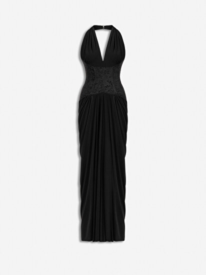 Halter Yaka Maxi Elbise