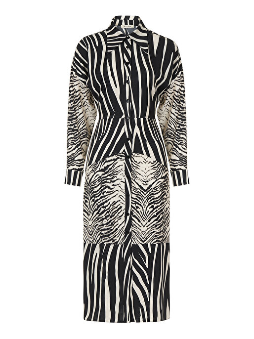 Nocturne Zebra Desen Gömlek Elbise