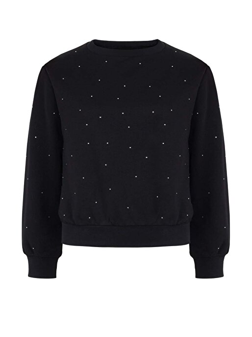 Nocturne Kristal Yapıştırma Taş  Detaylı Sweatshirt