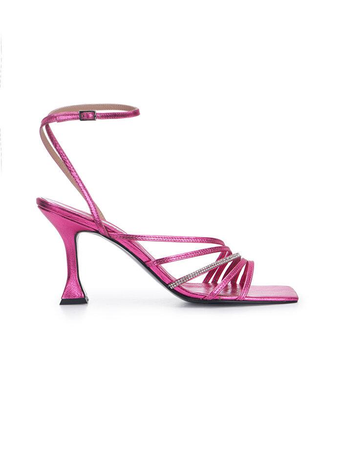 Nocturne Tek Bantı Taşlı Topuklu Deri Ayakkabı