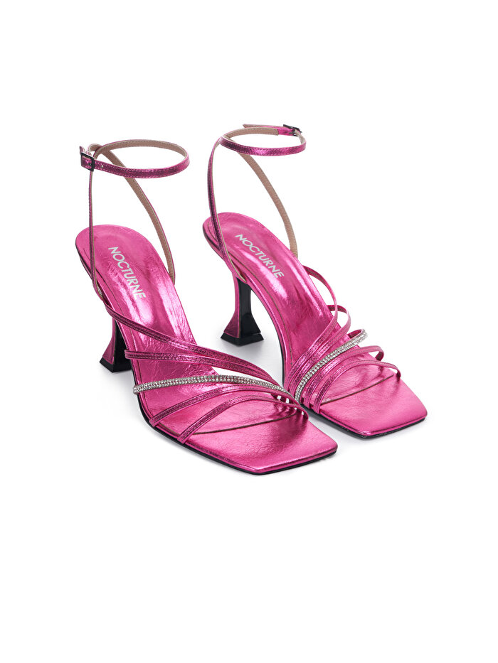 Nocturne Tek Bantı Taşlı Topuklu Deri Ayakkabı