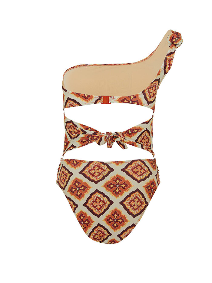 Nocturne Tek Omuz Detaylı Desenli Mayo