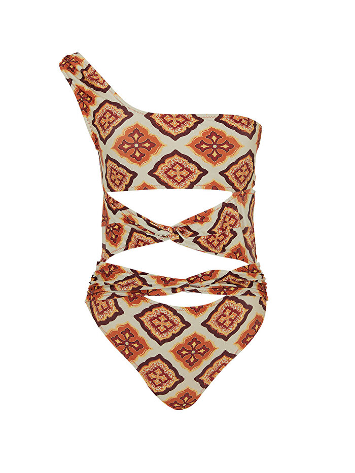 Nocturne Tek Omuz Detaylı Desenli Mayo