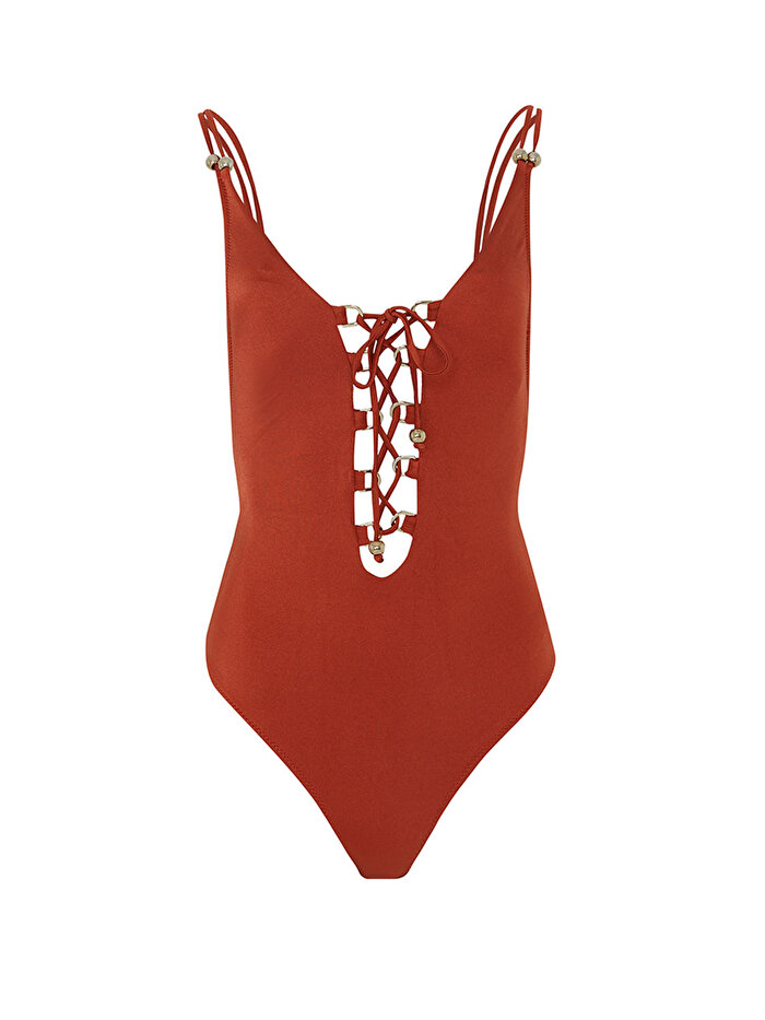 Nocturne Bağlama Detaylı Desenli Mayo