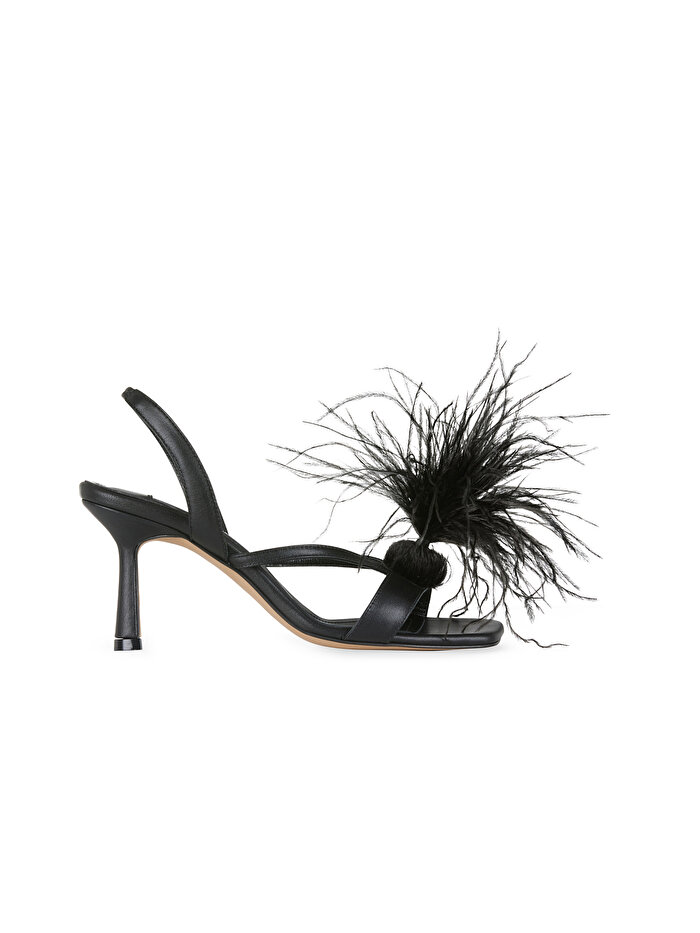 Nocturne Tüy Detaylı Topuklu Sandalet