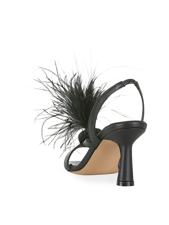 Nocturne Tüy Detaylı Topuklu Sandalet