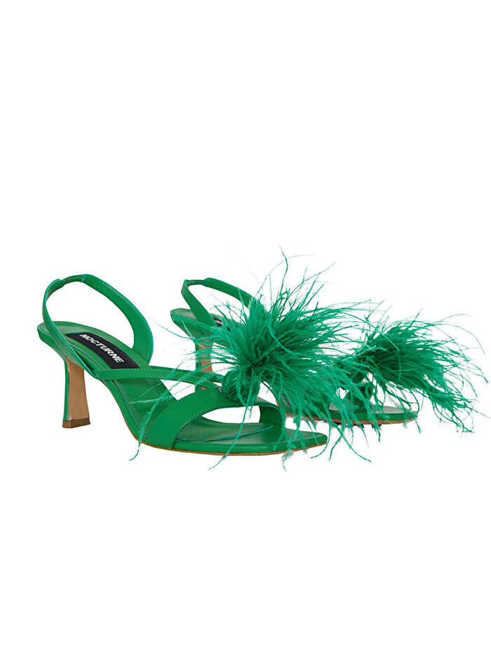 Nocturne Tüy Detaylı Topuklu Sandalet