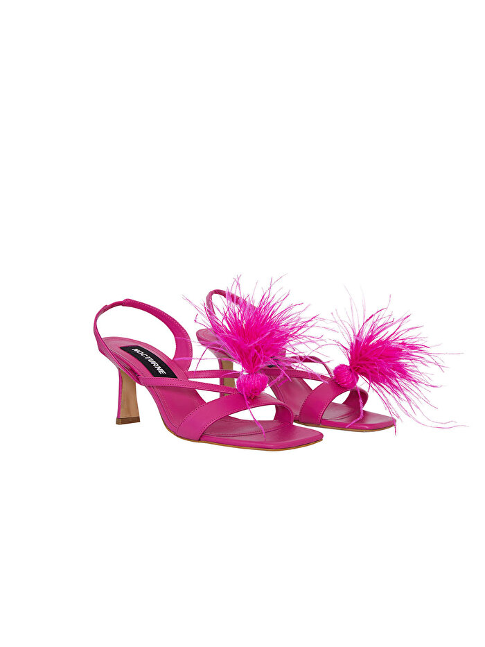Nocturne Tüy Detaylı Topuklu Sandalet