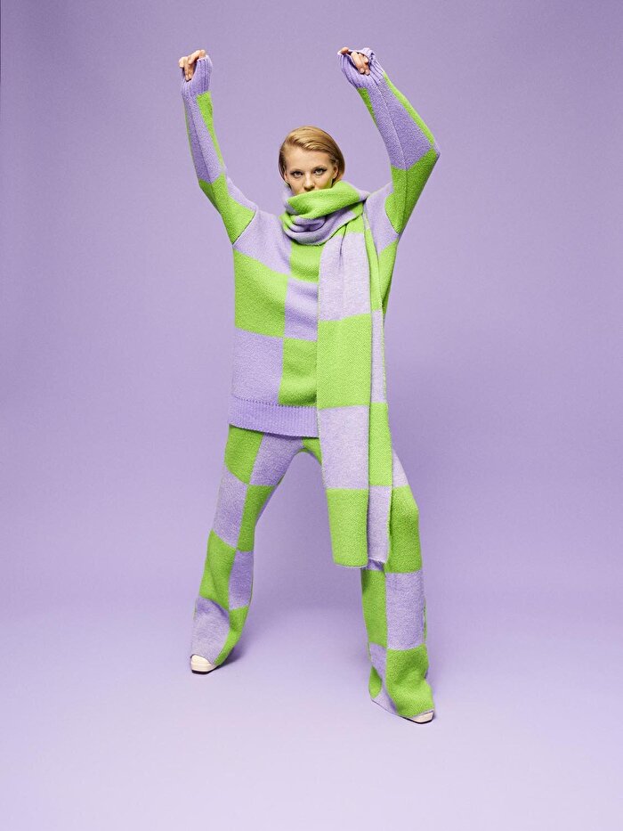 Nocturne Desenli Geniş Paça Pantolon