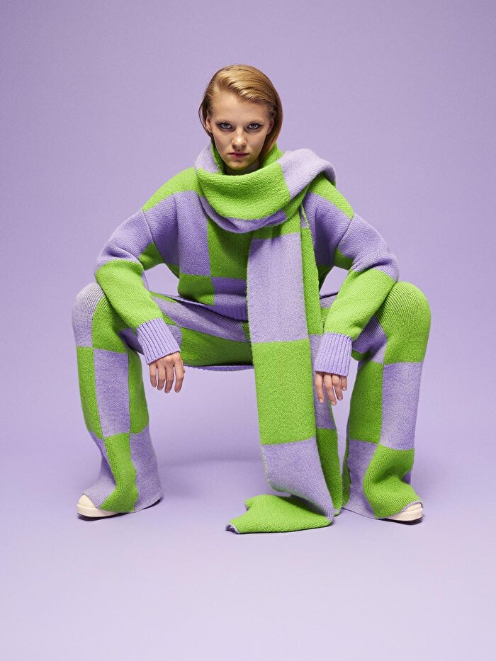 Nocturne Desenli Geniş Paça Pantolon