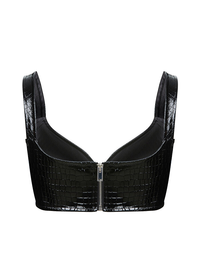 Nocturne Kalp Yaka Rugan Crop Top