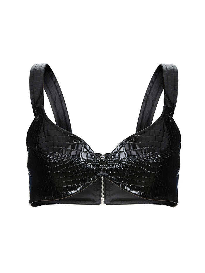 Nocturne Kalp Yaka Rugan Crop Top