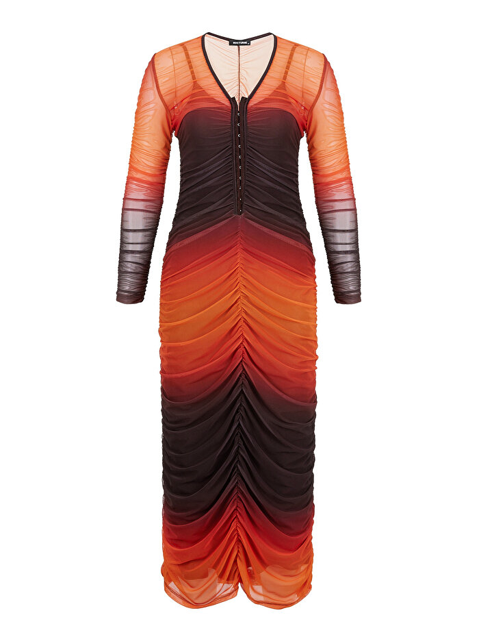 Nocturne Drapeli Tül Elbise