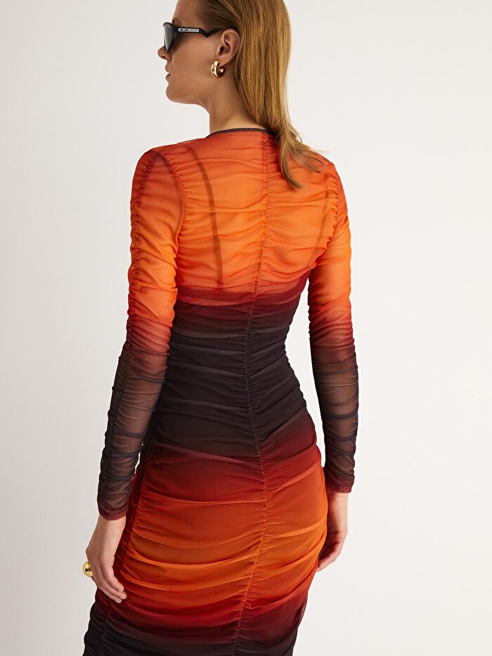 Nocturne Drapeli Tül Elbise