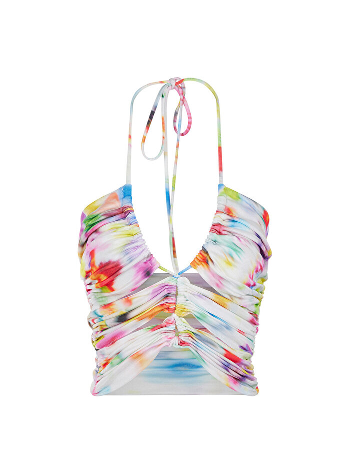 Nocturne Dekolte Detaylı Desenli Crop Top