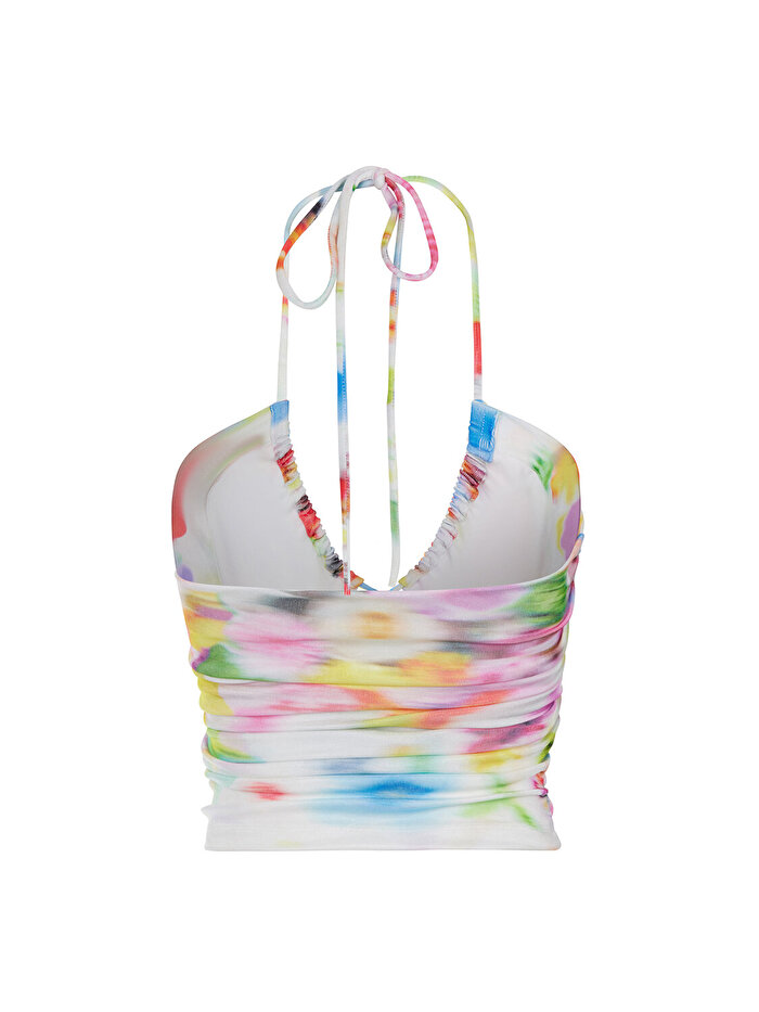 Nocturne Dekolte Detaylı Desenli Crop Top