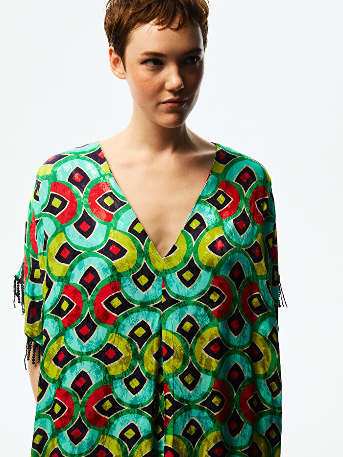 Nocturne Desenli Dökümlü Kaftan