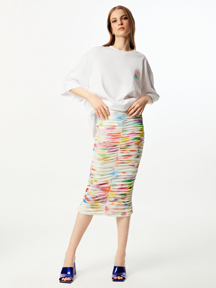 Nocturne Desenli Drapeli Etek