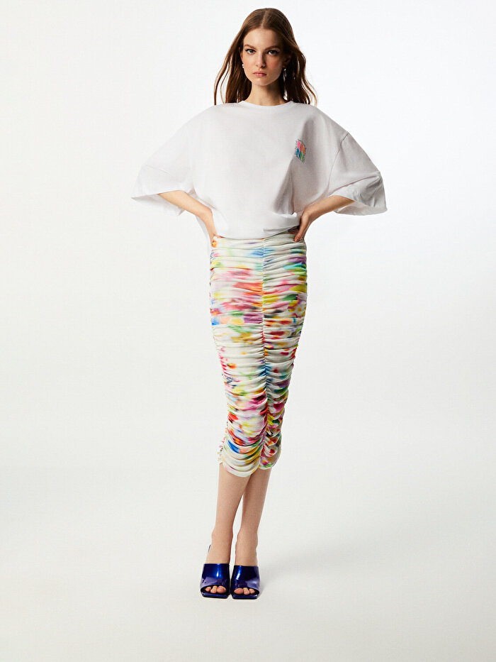 Nocturne Desenli Drapeli Etek