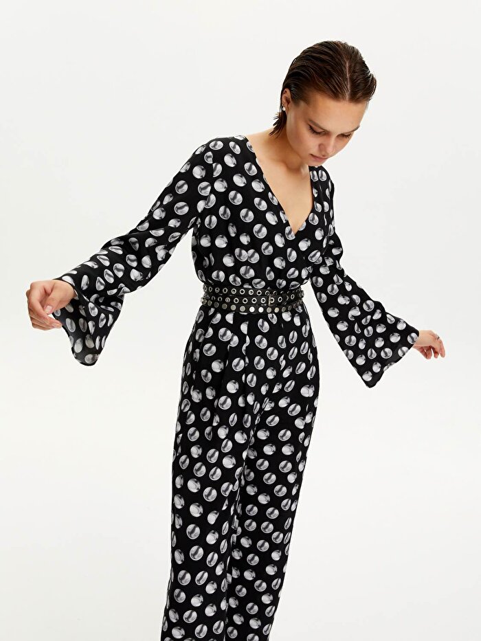 Nocturne Desenli Kemer Detaylı Tulum