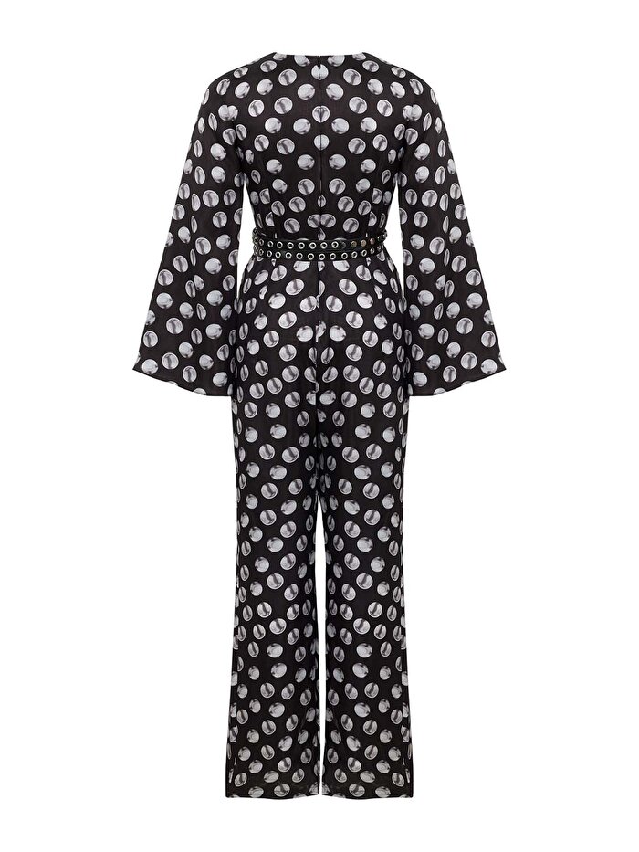 Nocturne Desenli Kemer Detaylı Tulum