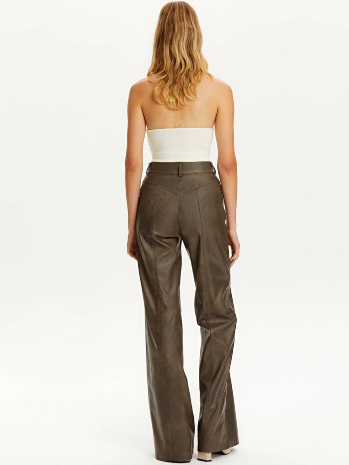 Nocturne Deri Efektli Pantolon