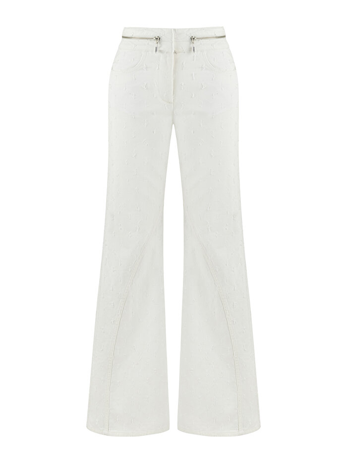 Nocturne Belde Fermuar Detaylı Geniş Paça Pantolon