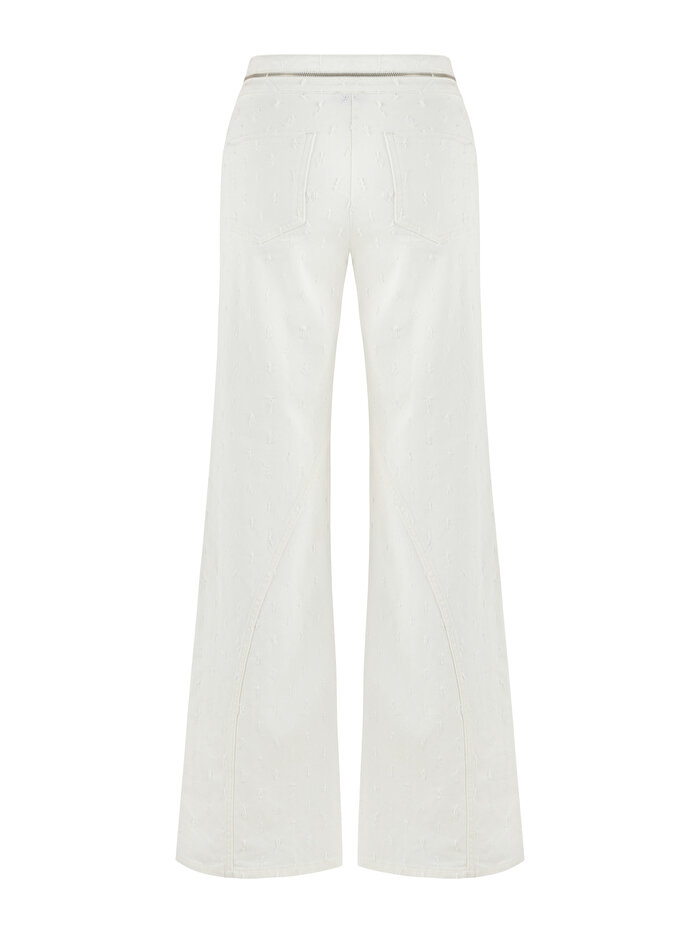 Nocturne Belde Fermuar Detaylı Geniş Paça Pantolon