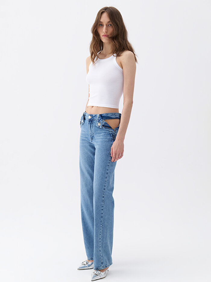 Nocturne Fermuar Kapamalı Pencereli Jean Pantolon