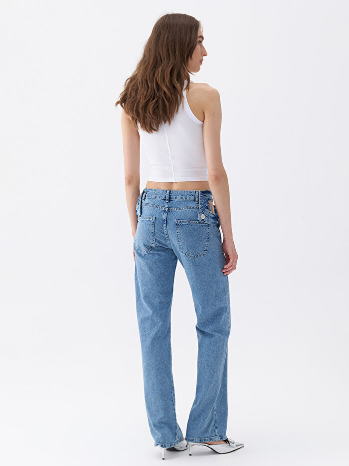 Nocturne Fermuar Kapamalı Pencereli Jean Pantolon