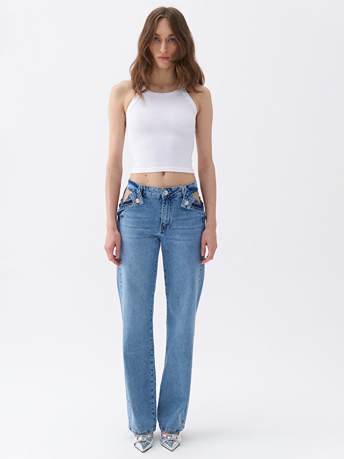 Nocturne Fermuar Kapamalı Pencereli Jean Pantolon