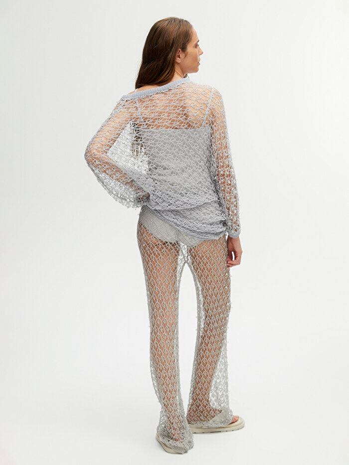 Nocturne Parıltı İplikli File Pantolon