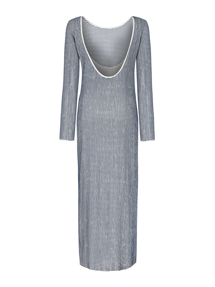 Nocturne Sırt Dekolteli Çizgili Elbise