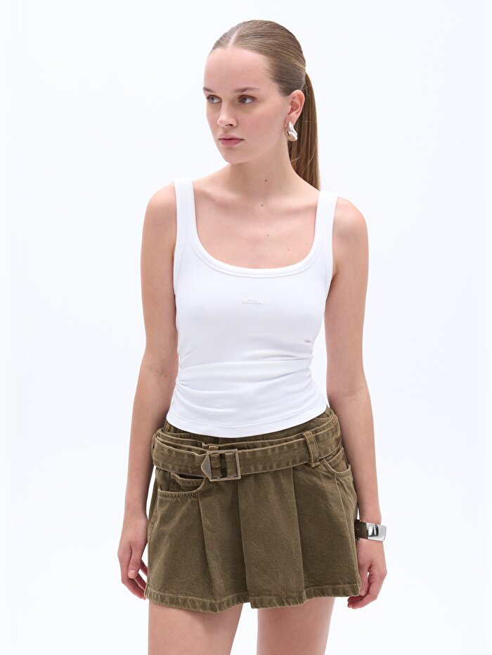 Nocturne Baskı Detaylı Askılı Crop Top