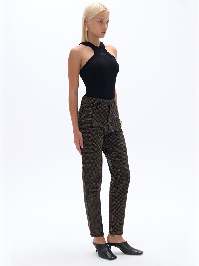 Nocturne Taş Detaylı Mom Fit Jean Pantolon