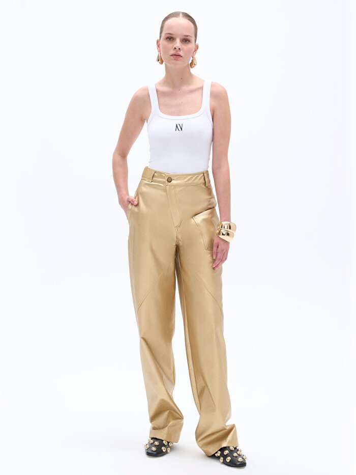 Nocturne Yüksek Bel Suni Deri Pantolon