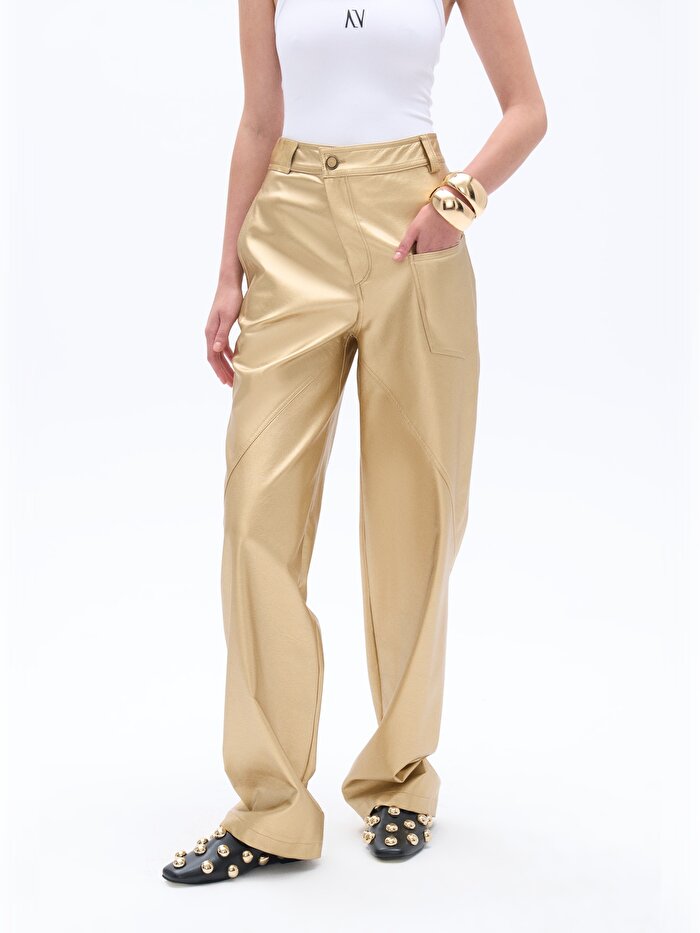 Nocturne Yüksek Bel Suni Deri Pantolon