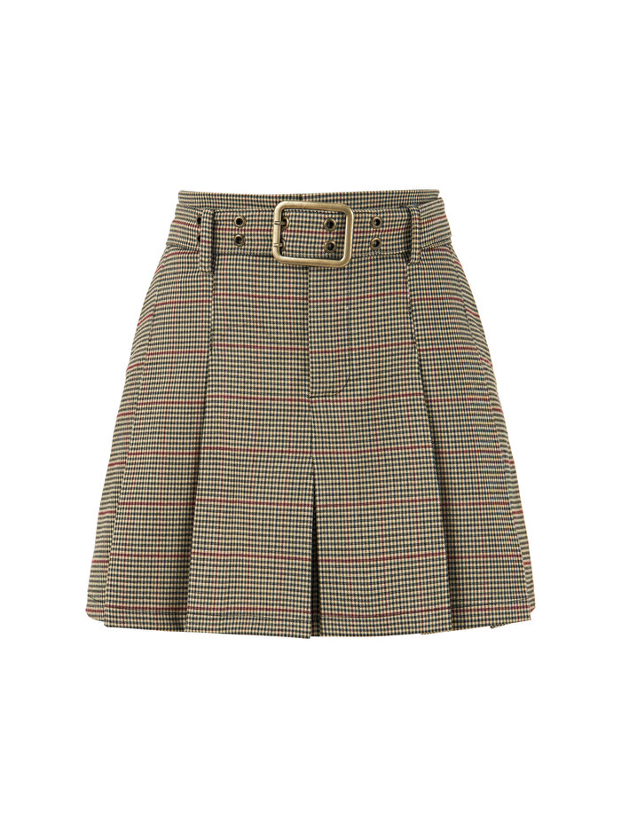 Nocturne Kemerli Pileli Mini Etek