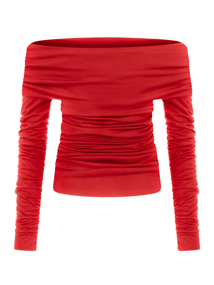 Nocturne Büzgü Detaylı Açık Omuzlu Bluz