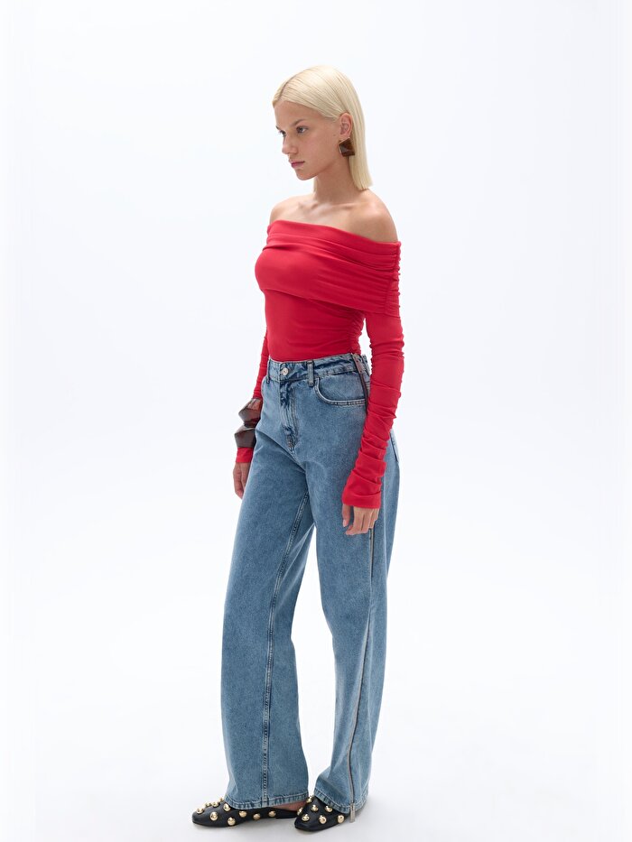 Nocturne Büzgü Detaylı Açık Omuzlu Bluz