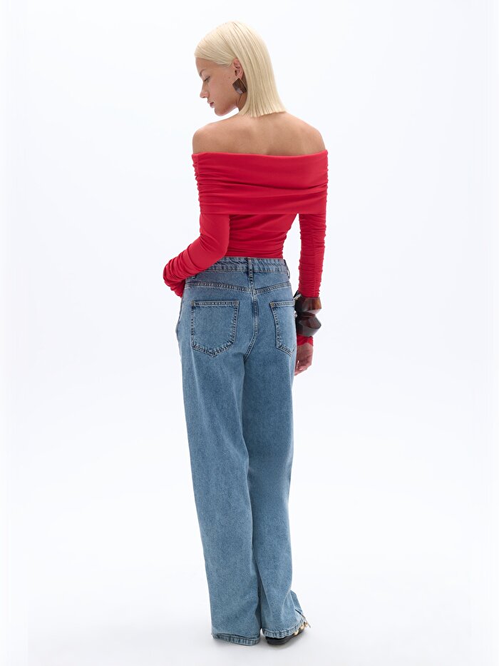 Nocturne Büzgü Detaylı Açık Omuzlu Bluz