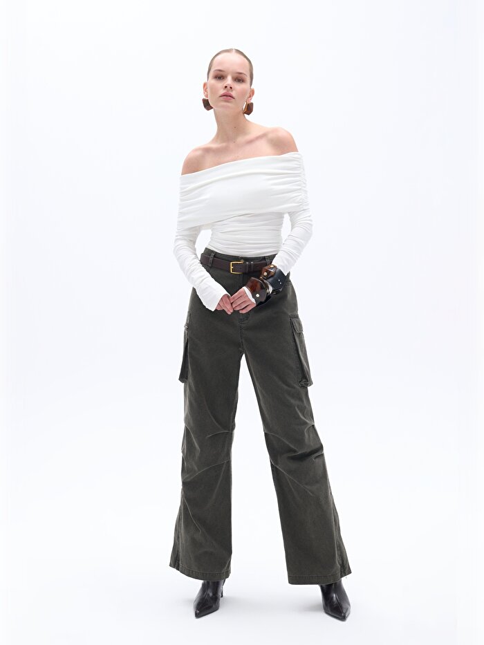 Nocturne Büzgü Detaylı Açık Omuzlu Bluz